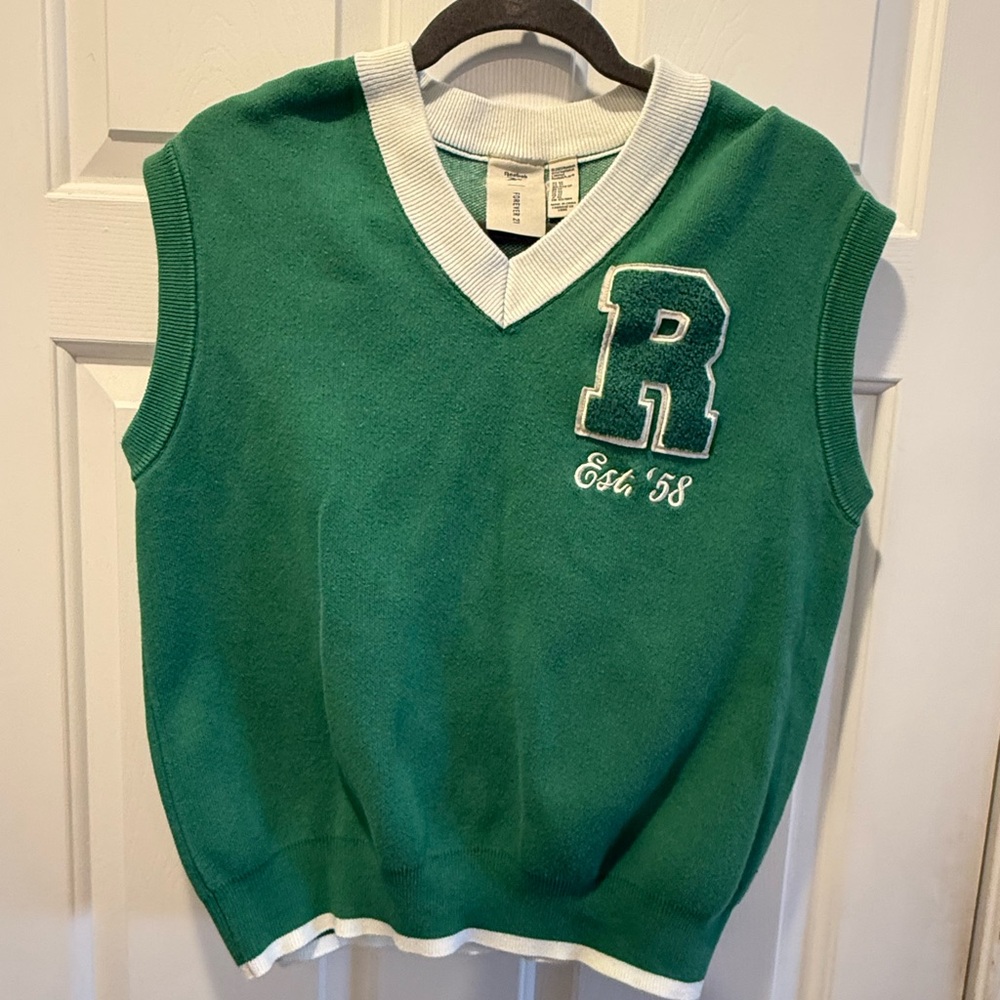 Reebok Green Sleeveless Sweater Vest, sz XS